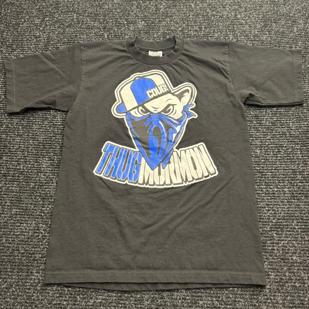 Pro Club Thug Mormon BYU Cougs Graphic T-Shirt Black Mens Medium